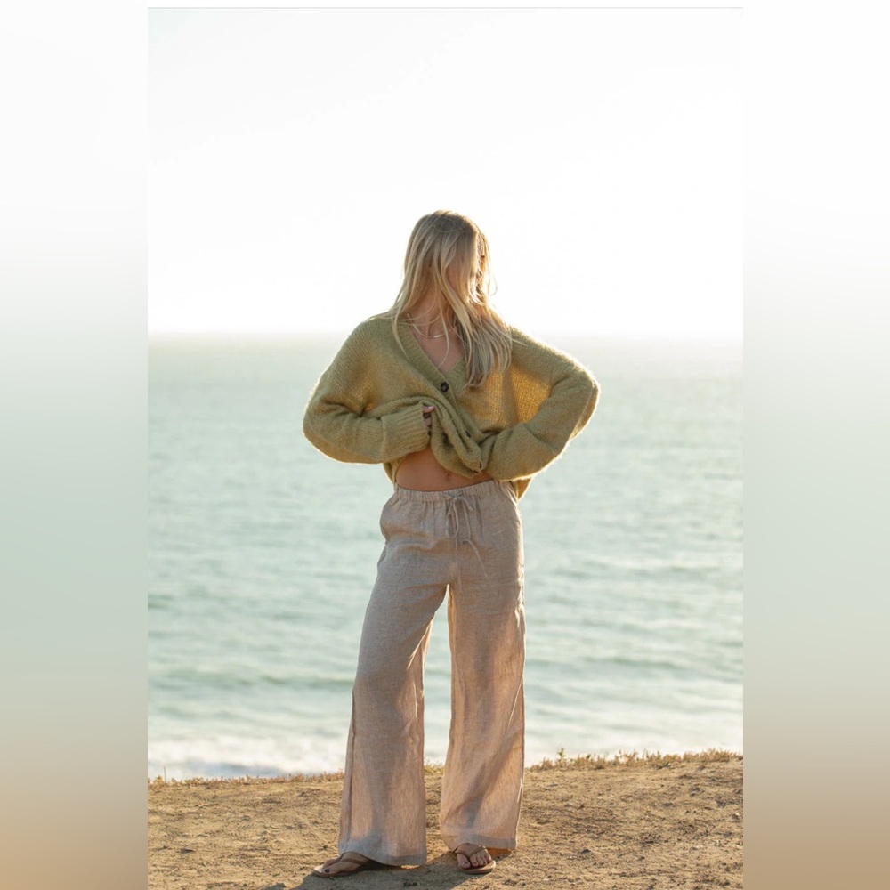 Wide-Leg Linen Pants - Natural